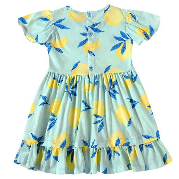 Vestido Manga Curta Lemon Meia Malha Estampada Kids Tip Top