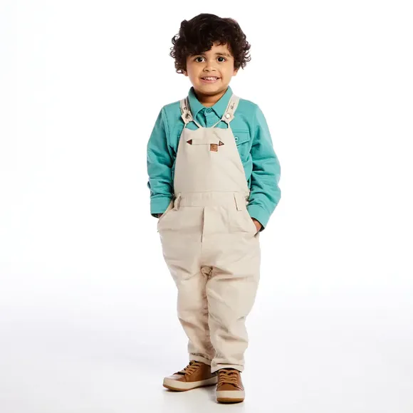 Jardineira Longa Estampa Lisa Sarja Kids Tip Top