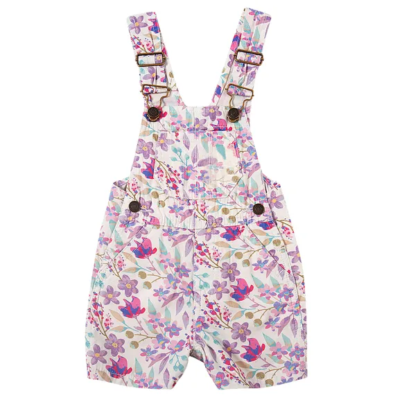 Jardineira Curta Floral Sarja Estampada Kids Tip Top