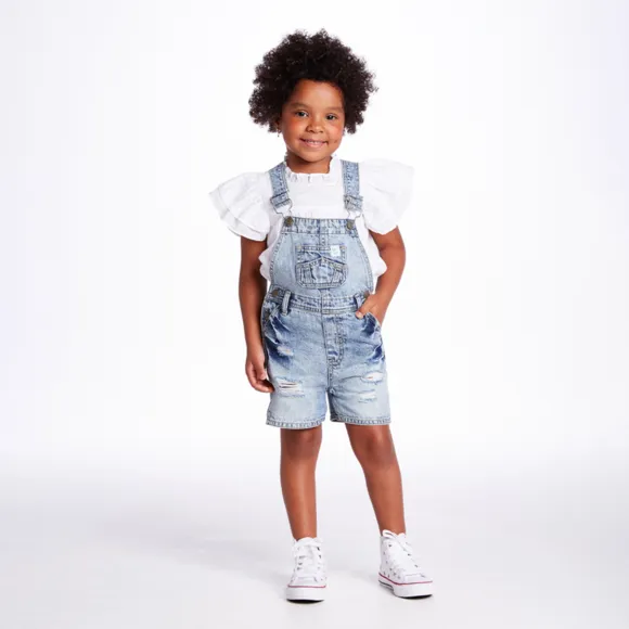 Jardineira Curta Kids Festivo Jeans Tip Top