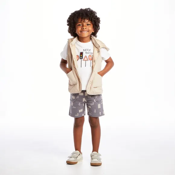 Colete Com Capuz Kids Liso Microfibra Tip Top