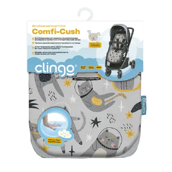 Almofada Para Carrinho Espaço Cinza Clingo