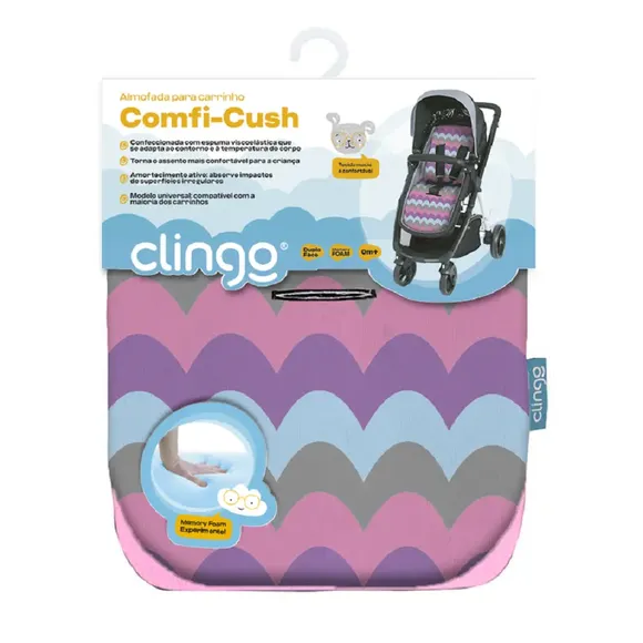 Almofada Para Carrinho Waves Pink Clingo