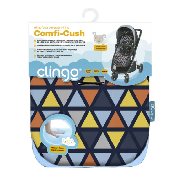 Almofada Para Carrinho Triângulos Azul Clingo