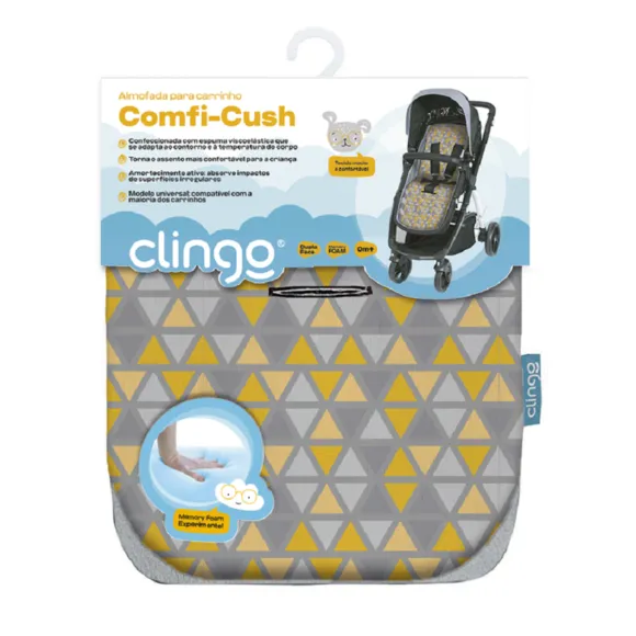 Almofada Para Carrinho Triângulos Cinza Clingo