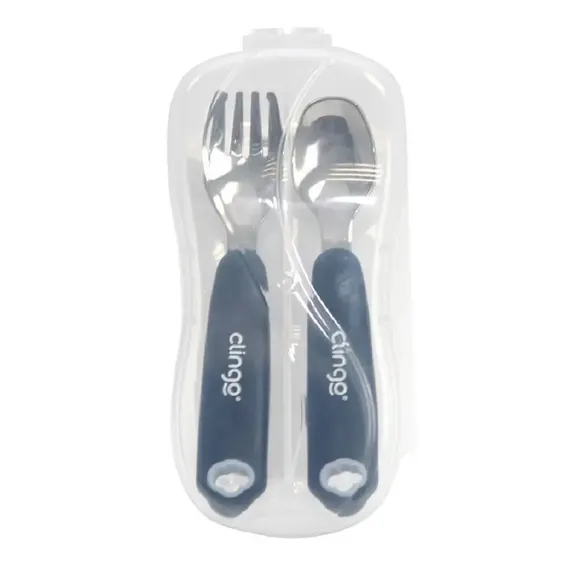 Kit Talher De Inox Com Estojo Marinho Clingo