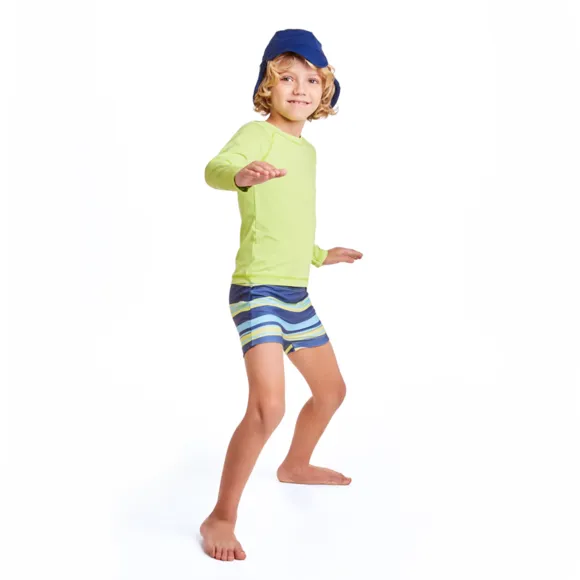 Shorts Praia Ondas Surf Elastano Kids Proteção Uv50+ Tip Top