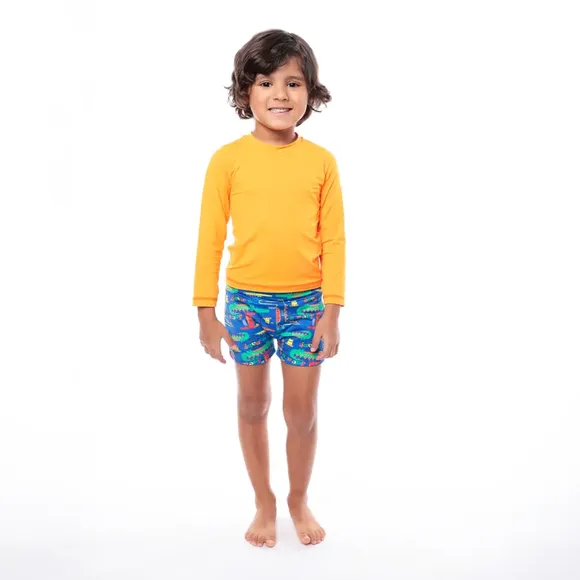 Shorts Praia Kids Turma Do Jacaré Elastano Proteção Uv 50+ Tip Top