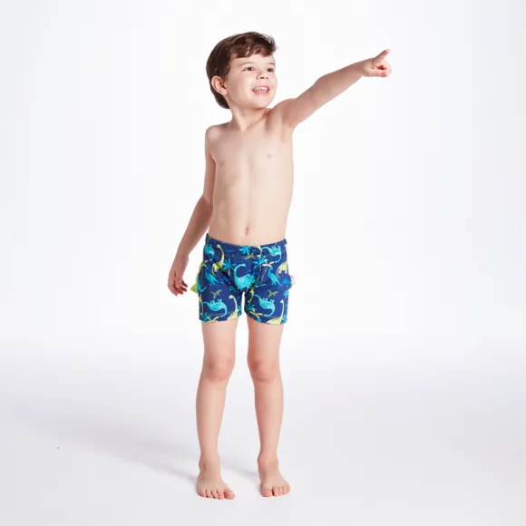 Shorts Kids Dino Floresta Elastano Proteção Uv 50+ Tip Top