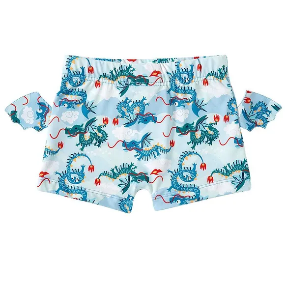 Shorts Praia Kids Dragon Friends Elastano Proteção Uv 50+ Tip Top