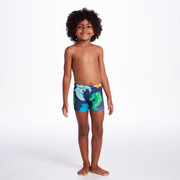 Shorts Praia Kids Jacaré Geométrico Elastano Proteção Uv 50+ Tip Top