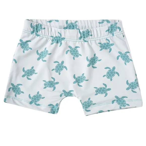 Shorts Praia Kids Tartarugas Marinhas Elastano Proteção Uv 50+ Tip Top