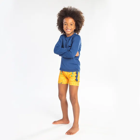 Short Dino Laranja Lycra Kids Uv50+ Tip Top