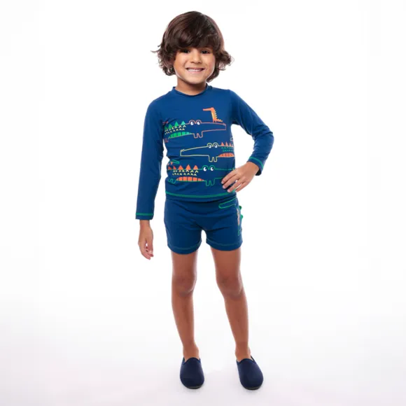 Conjunto Praia Kids Turma Do Jacaré Lycra Proteção Uv 50+ Tip Top