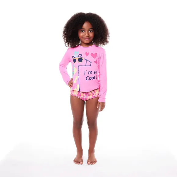 Conjunto Praia Kids Girafa Lycra Proteção Uv 50+ Tip Top