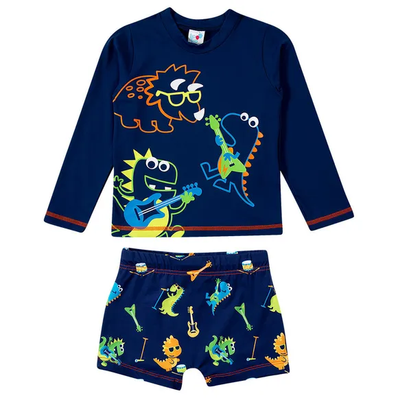 Conjunto Praia Kids Dino Music Lycra Proteção Uv 50+ Tip Top