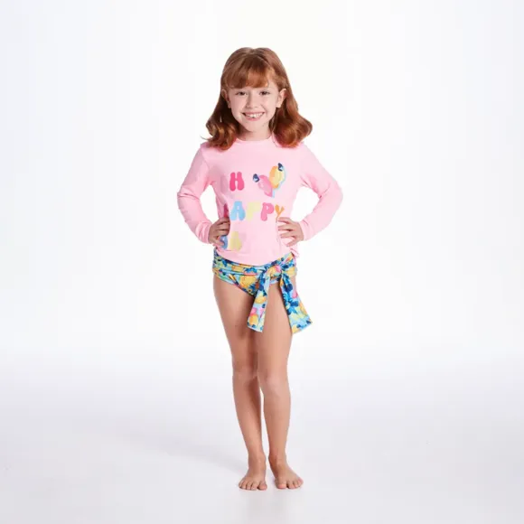 Conjunto Praia Kids Summer Caju Lycra Proteção Uv 50+ Tip Top