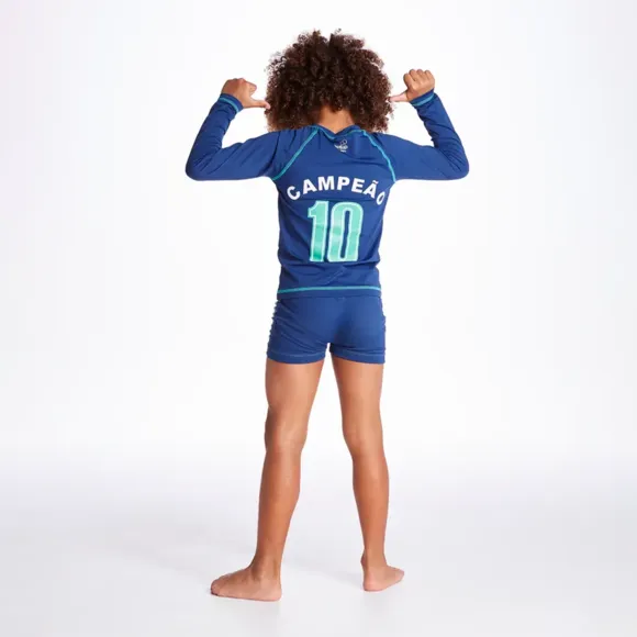 Conjunto Praia Kids Football Lycra Proteção Uv 50+ Tip Top