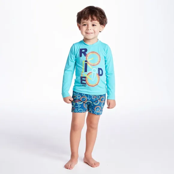 Conjunto Praia Kids Bike Colorida Lycra Proteção Uv 50+ Tip Top