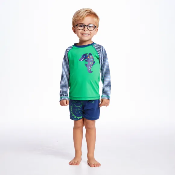 Conjunto Praia Kids Jacaré Geométrico Lycra Proteção Uv 50+ Tip Top