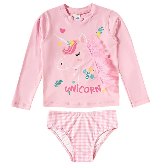 Conjunto Praia Kids Unicórnio Floral Lycra Proteção Uv 50+ Tip Top