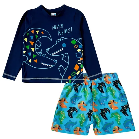 Conjunto Kids Jacaré Geométrico Lycra Proteção Uv 50+ Tip Top