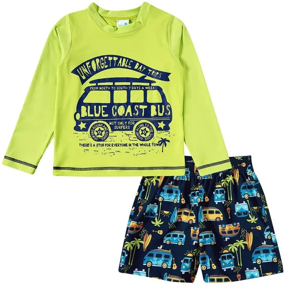 Conjunto Praia Kids Kombi Fluor Lycra Lisa Proteção Uv 50+ Tip Top