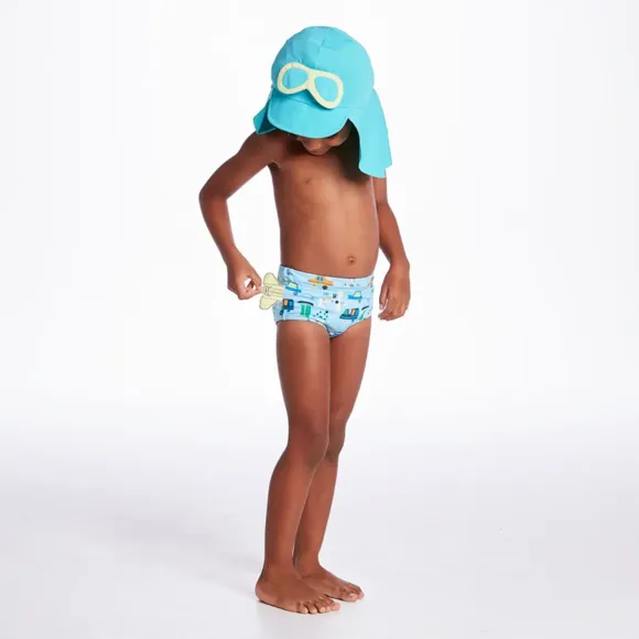 Boné Azul Praia Kids Lycra Lisa Proteção Uv 50+ Tip Top