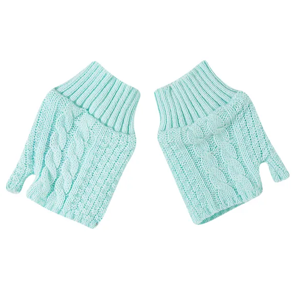 Luva Tricot Sem Dedo Kids Verde Água