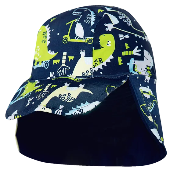 Kit Praia Camiseta Shorts Boné Dino Sport Elastano Kids Proteção Uv 50+