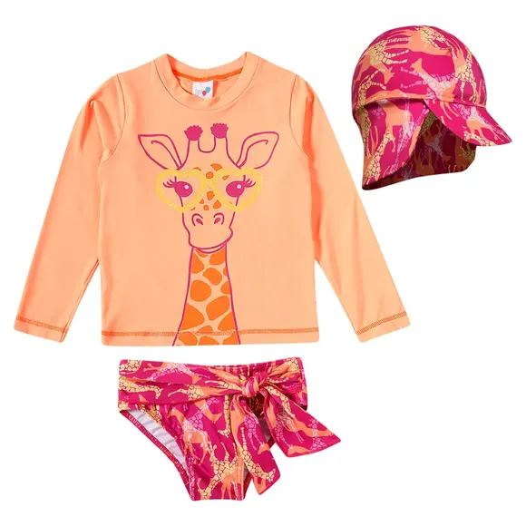 Kit 3 Peças Praia Kids Girafa Lycra Proteção Uv50+ Tip Top