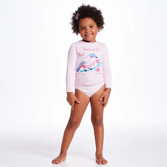 Kit Praia 3 Peças Kids Garden Rosa Lycra Proteção Uv 50+ Tip Top