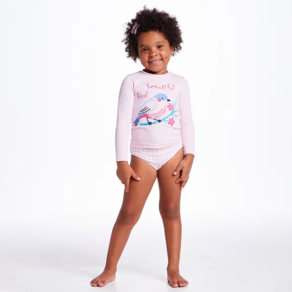Kit Praia 3 Peças Kids Garden Rosa Lycra Proteção Uv 50+ Tip Top