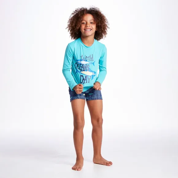 Kit 3 Peças Kids Peixes Oceano Lycra Proteção Uv 50+ Tip Top