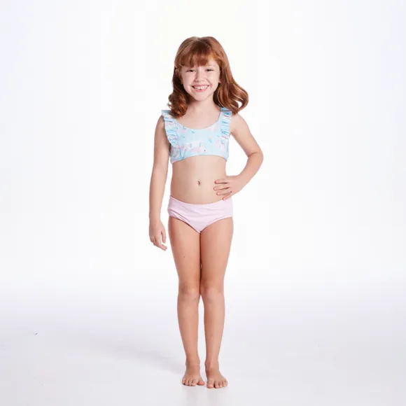 Kit 3 Peças Kids Unicórnio Floral Elastano Proteção Uv 50+ Tip Top
