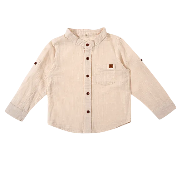 Camisa Batizado Manga Longa Lisa Tricoline Maquinetado Kids Tip Top