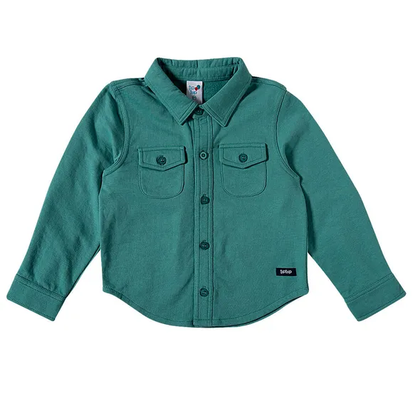 Camisa Kids Manga Longa Azul Moletinho Tip Top