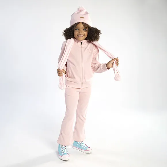 Cachecol Rosa Tricot Com Pompom Kids Tip Top
