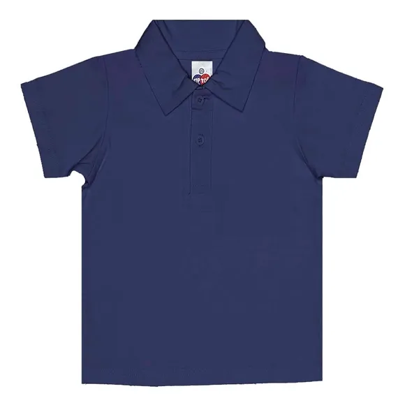 Camiseta Polo Meia Malha 100% Algodão Básica Cores Kids