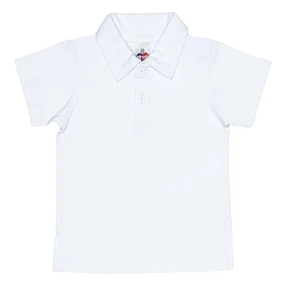 Camiseta Polo Meia Malha 100% Algodão Básica Cores Kids