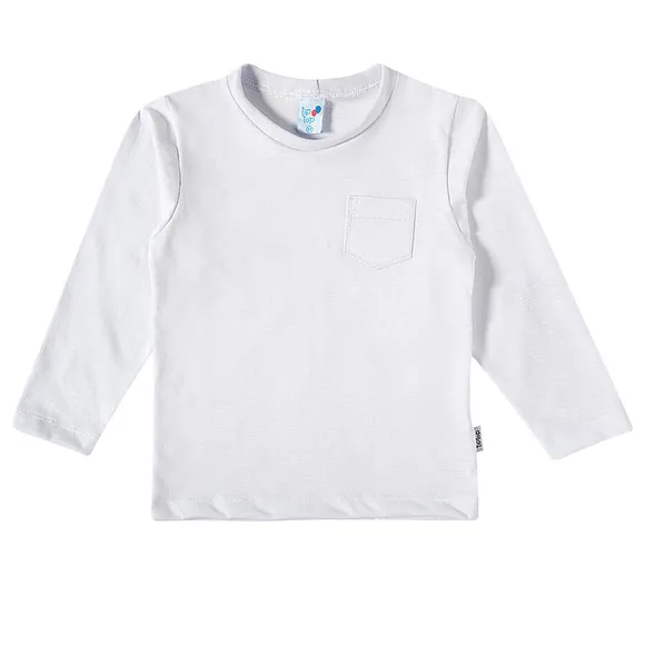 Camiseta Manga Longa Kids Lisa Malha Flamê Tip Top