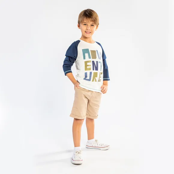 Camiseta Manga Longa Safari Meia Malha Kids Tip Top