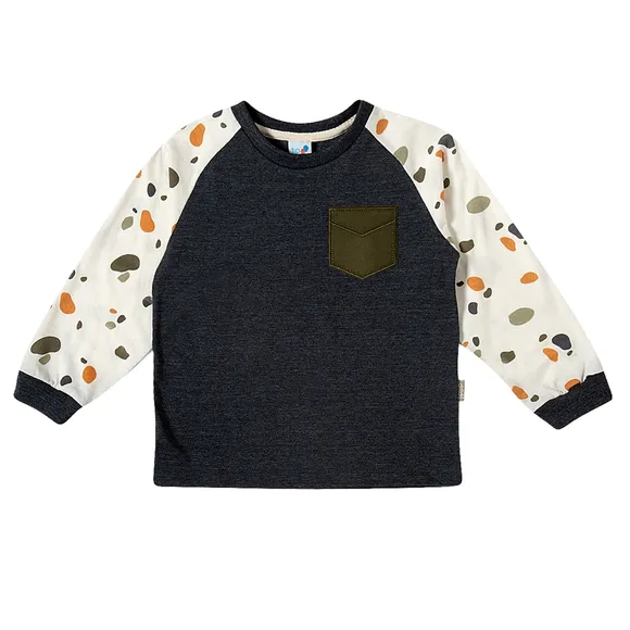 Camiseta Dinossauros Manga Longa Meia Malha Kids Tip Top