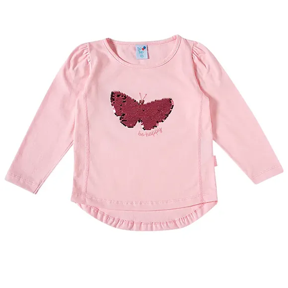 Blusa Manga Longa Kids Borboleta Meia Malha Tip Top