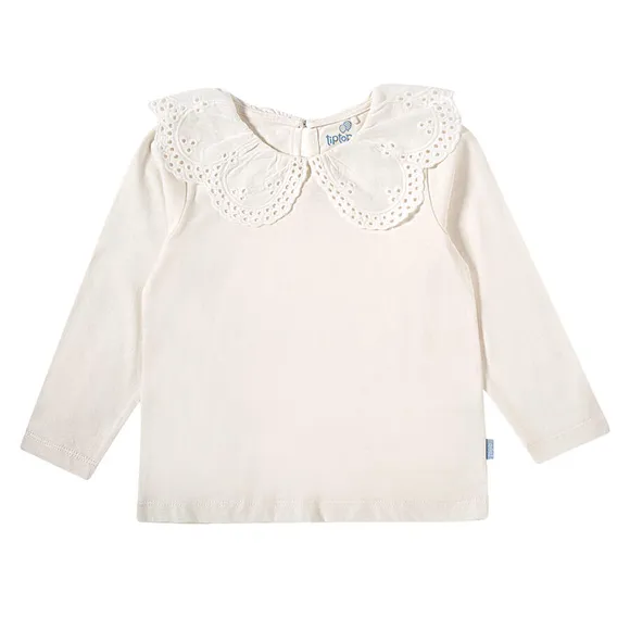 Blusa Manga Longa Kids Neve - Off White Meia Malha Tip Top