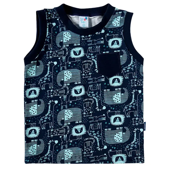 Camiseta Regata Kids Zoo Meia Malha Estampada Tip Top