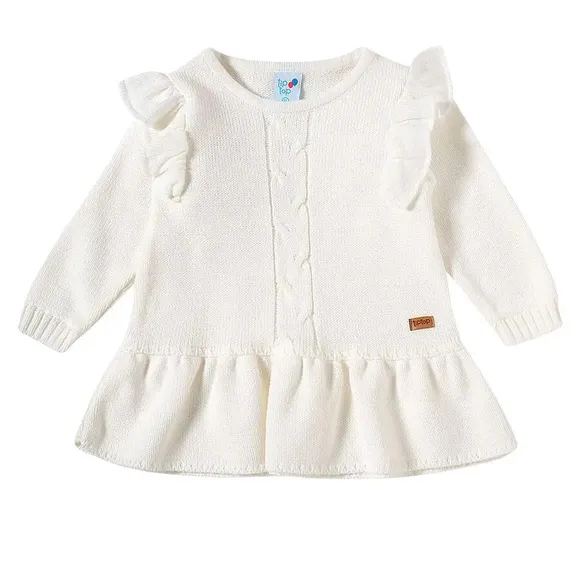 Vestido Manga Longa Batizado Tricot Kids Tip Top