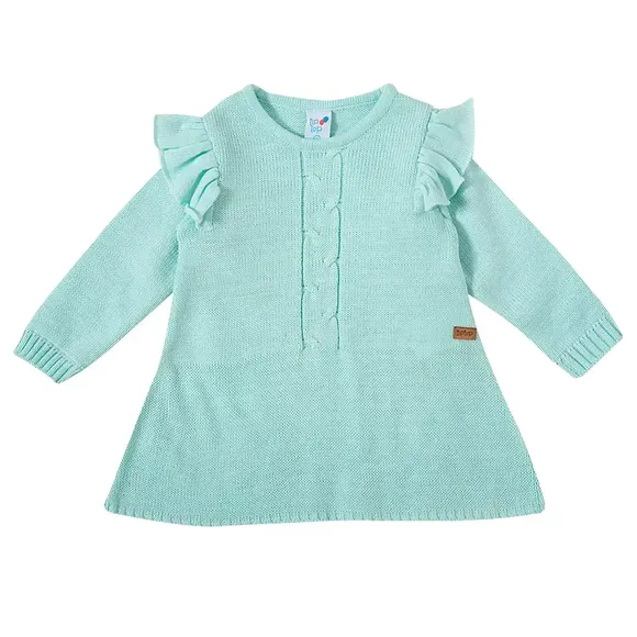 Vestido Manga Longa Batizado Tricot Kids Tip Top