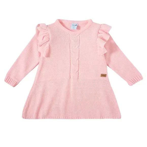Vestido Manga Longa Batizado Tricot Kids Tip Top