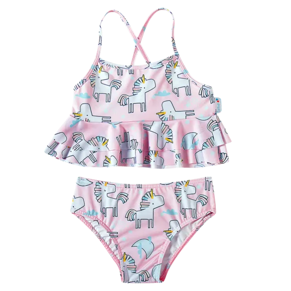 Top Com Calcinha Praia Uni Rosa Elastano Kids Proteção Uv 50+